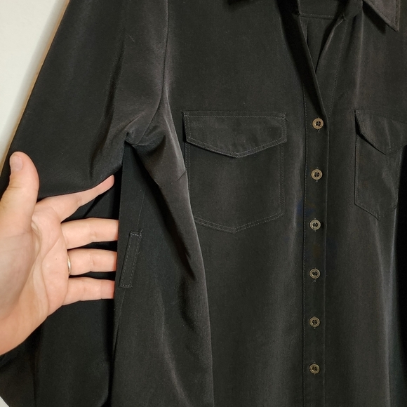 Motherhood maternity black roll tab button front shirt dress.  Size large. - Picture 8 of 16